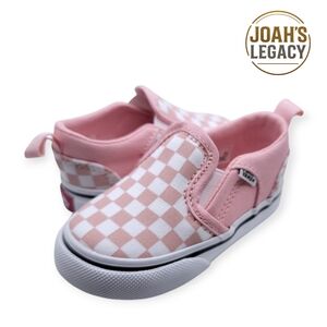 Vans Skateboard Toddler Size 5 Checkered Pink Slip On Shoes Side Strap